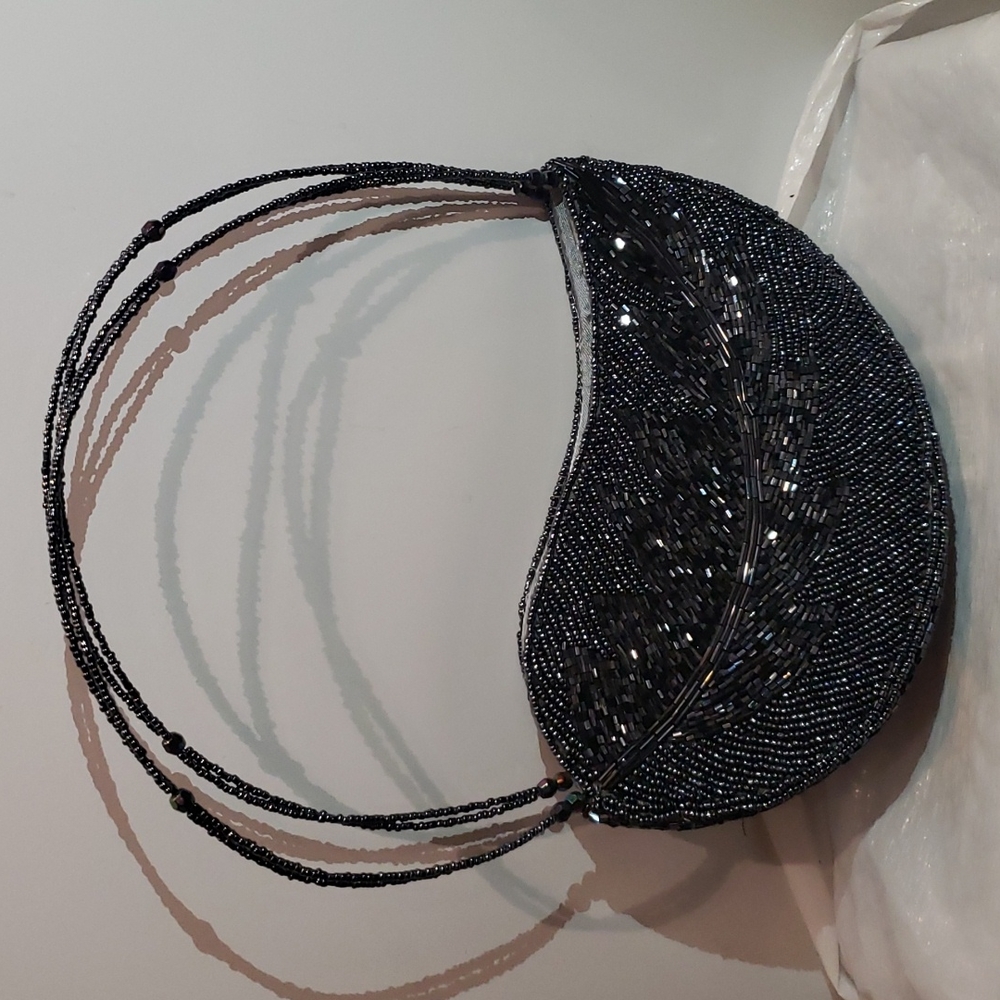 Vintage hand beaded leaf purse